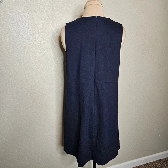 ME+EM Tailored Navy Blue V-Neck Sleeveless Shift Dress Pockets Minimalist US 6 - Picture 6 of 12